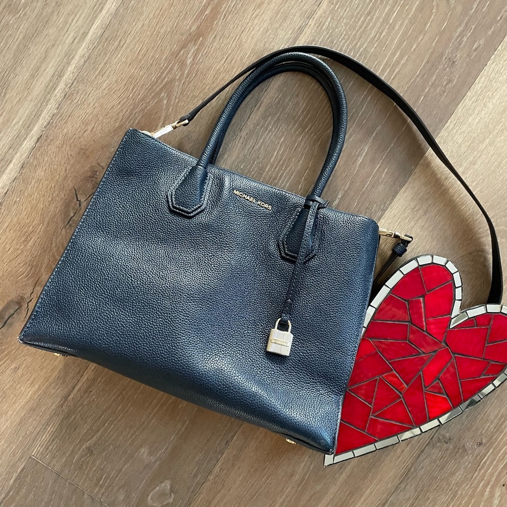Michael Kors Mercer Accordion Pebble Leather Tote With Strap